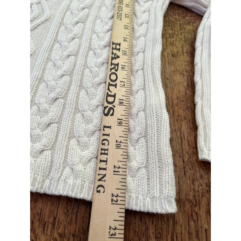 St John's Bay women's cotton cable knit cream pullover sweater M fisherman coast